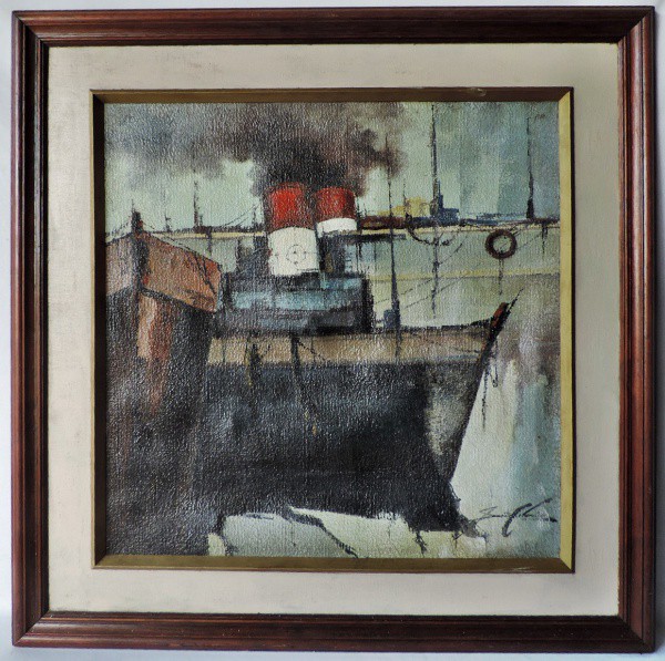 Sansão Pereira -  Quadro Ost, "Marinha"com medidas de 88cm x 88cm. Assinado no Cid e com bio