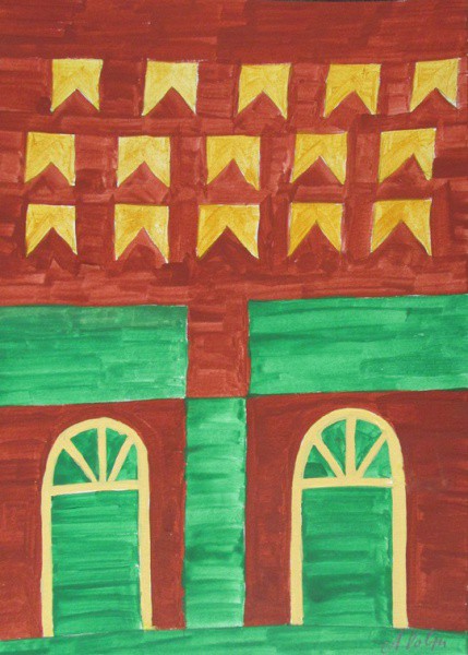 ALFREDO VOLPI - têmpera sobre cartão, raríssima obra da década de 70, ( Fachada ) med: 29,6 x 20,5 c