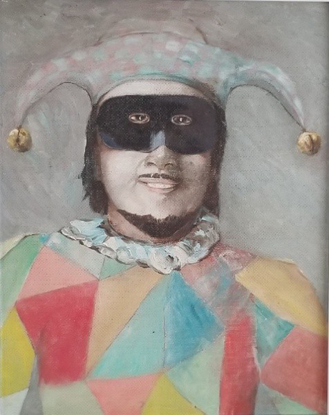 AUTOR DESCONHECIDO, SÉC. XX Título: Arlequim Técnica: óleo sobre eucatex Medidas: 41 x 33 cm Assinat
