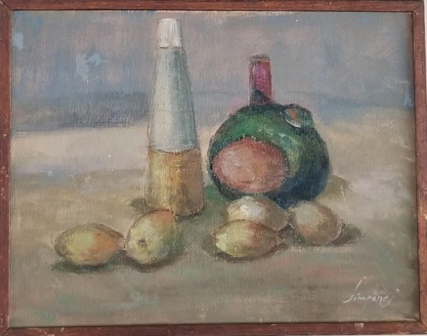 JOSÉ SIMEONE (1930 - 2009) Título: Natureza morta Técnica: óleo sobre tela Medidas: 27 x 35 cm Assin