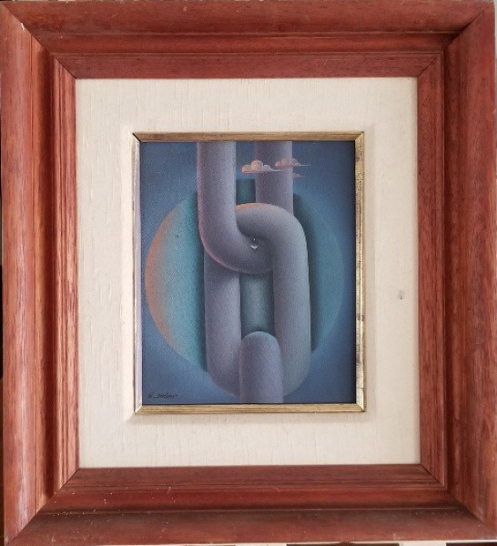 ELMO DIDIER (1936) Título: Composição Técnica: óleo sobre tela Medidas: 27 x 22 cm Assinatura: canto