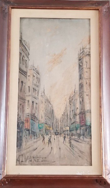 AUTOR DESCONHECIDO, SÉC. XX Título: Paris Técnica: óleo sobre tela Medidas: 60 x 30 cm Assinatura: c