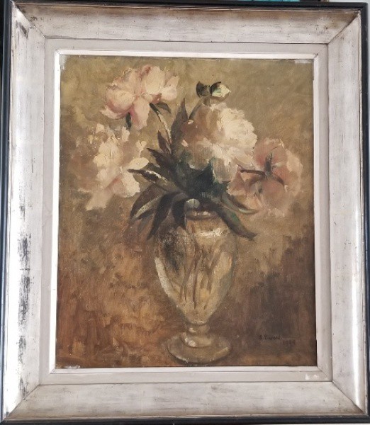 AUTOR DESCONHECIDO, SÉC. XX Título: Vaso de flores Técnica: óleo sobre tela Medidas: 46 x 38 cm Assi