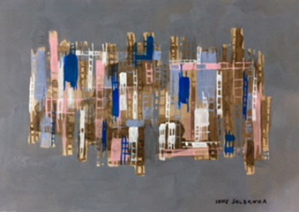Ione Saldanha - Oleo sobre papel tematica abstrata Med 39 x 27