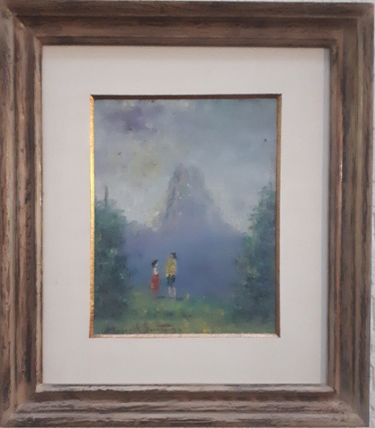 Manoel Santiago, Rio de Janeiro, óleo sobre placa,  29 X 18 cm, assinado no canto inferior direito e