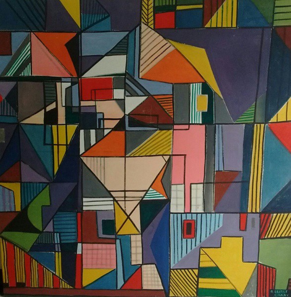 AM003, R. BURLE-MARX, óleo sobre tela, abstrato, medindo 150 x 152 cm. Sem moldura.