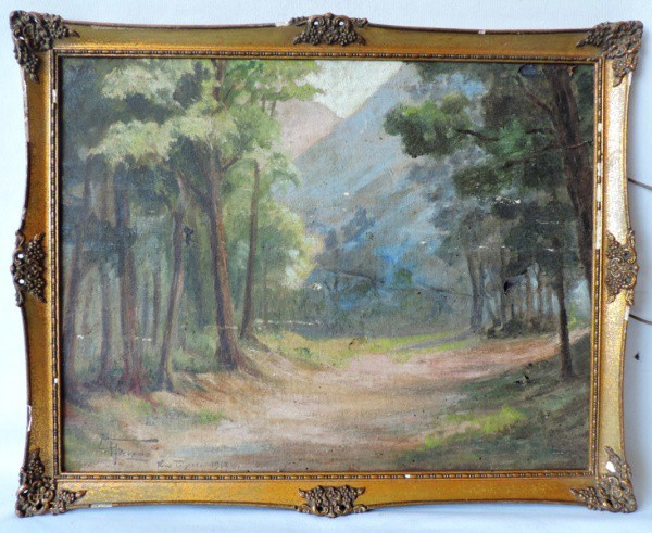 Antônio Parreira - Quadro "Floresta",  Ost/ coldo em eucatex. Ass. no cie, com bela moldura