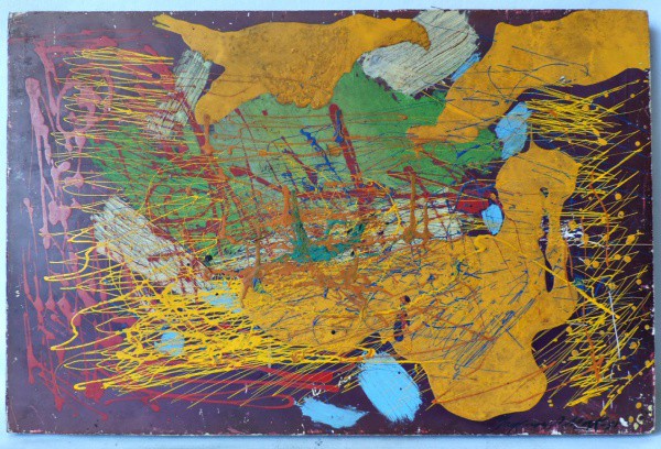 Quadro abstrato, Assinado Jackson P. Mark 1951, Ose, medindo 59cm x 39cm.