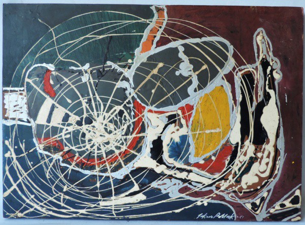 Quadro abstrato, Assinado Jackson P. Mark 1951, Ose, medindo 64cm x 46cm.
