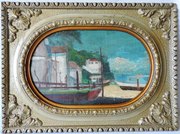 Pancetti - Quadro "Marina", Ost colado em eucatex. , Ass. no Cid, com bela moldura rebuscada