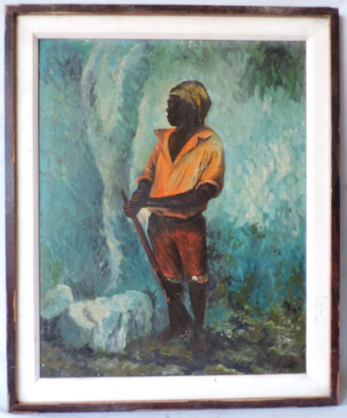 Silvio Pinto - Quadro "Caçador", Ost, Ass. no cid. e com medidas de 58cm x 42cm.