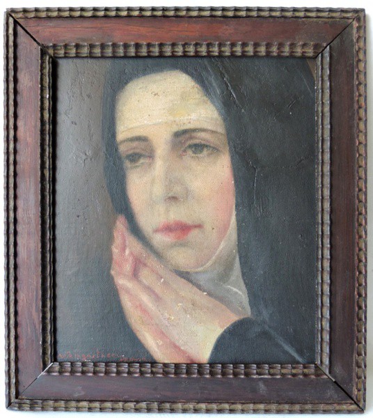 Weingartner- Raro quadro "Freira" do pintor Pedro Weingartner, com medidas de 35CM X 31CM. .