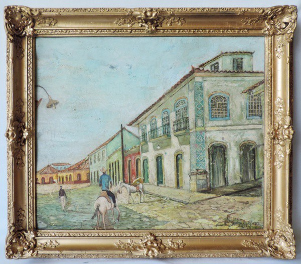 Anita Malfatti - Quadro "Vilarejo", Ost colado em Eucatex, Medidas de 69cm x 63cm. Linda mol
