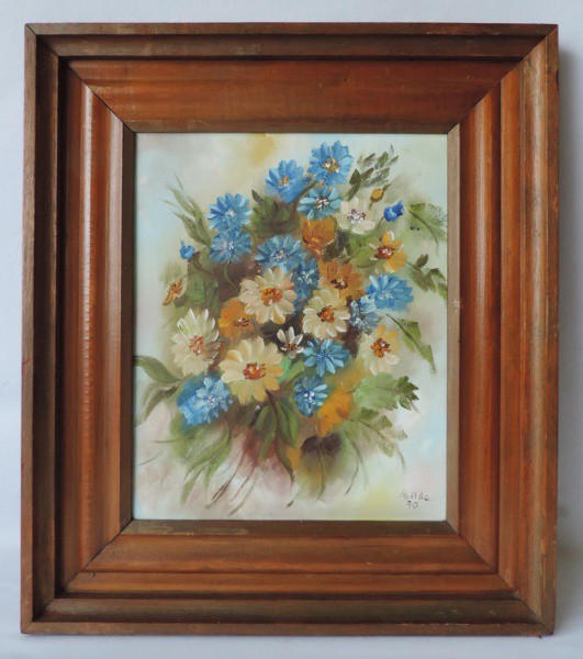 Hilda - Belo quadro Ost, "Vaso de Flores", Assinado no cid e datado de 1990,  Medidas de 32c