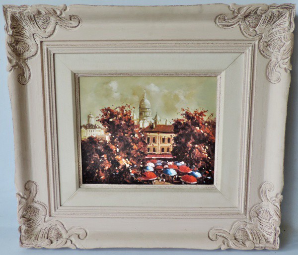 José Benigno Ribeiro - Lindo Quadro Óleo sobre Eucatex, de título "Basílica de Sacré Coeur & Pla