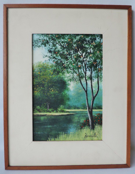 Jacomitte - Belo quadro Ost "Riacho",  Assinado no Cid e com medidas de 28cm x 19cm (tela) e