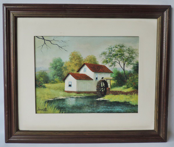 Jacomitte - Belo quadro Ost "Casa de Campo com Riacho", do Pintor Jacomitte, ass no Cie, com