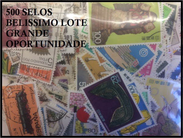 Universais - Pacote especial com 500 selos estrangeiros diversos com e sem carimbo. Trata-se de uma