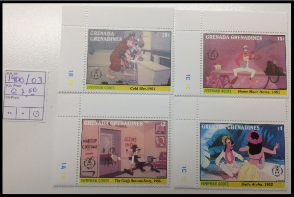 DISNEY - SÉRIE DE SELOS DE GRENADA E GRENADINAS  COM PATETA  - SELOS EM ESTADO MINT DE CONSERVAÇÃO !