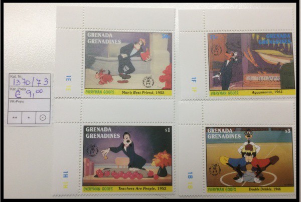 DISNEY - SÉRIE DE SELOS DE GRENADA E GRENADINAS COM PATETA - SELOS EM ESTADO MINT DE CONSERVAÇÃO !