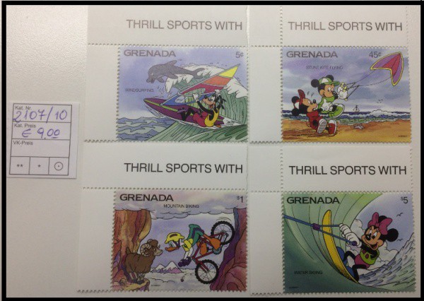 DISNEY - SÉRIE DE SELOS DE GRENADA NOS ESPORTES  - SELOS EM ESTADO MINT DE CONSERVAÇÃO !