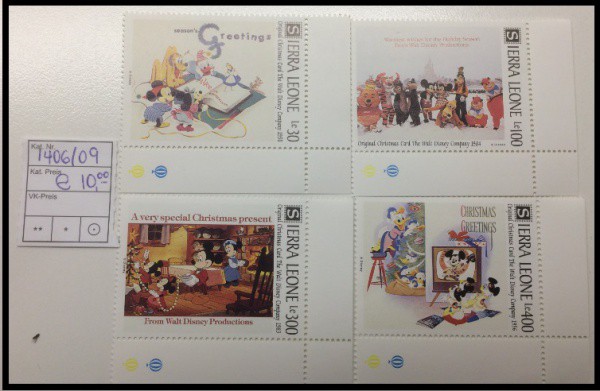 DISNEY - SÉRIE DE SELOS DE SERRA LEOA NO NATAL - SELOS EM ESTADO MINT DE CONSERVAÇÃO !