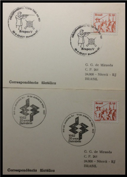 CARIMBOS COMEMORATIVOS - PAR DE CORRESPONDENCIAS COM SELOS REGULARES E CARIMBOS ESPECIAIS COMEMORATI
