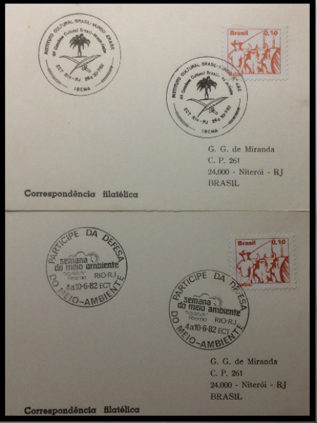 CARIMBOS COMEMORATIVOS - PAR DE CORRESPONDENCIAS COM SELOS REGULARES E CARIMBOS ESPECIAIS COMEMORATI