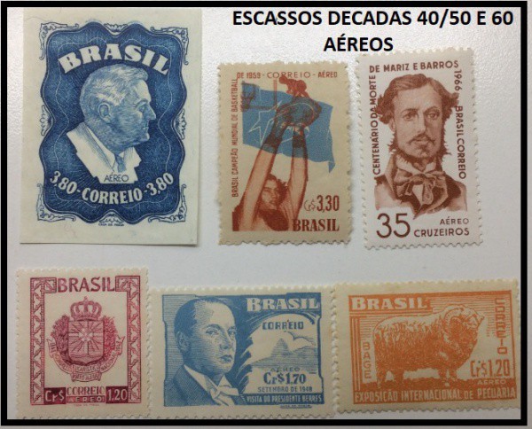LOTE COM 6 SELOS AÉREOS ESCASSOS DO BRASIL - SELOS EM EXCELENTE ESTADO DE CONSERVAÇÃO !