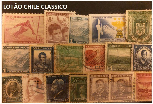 LOTÃO DE SELOS CLASSICOS DO CHILE - SELOS EM EXCELENTE ESTADO DE CONSERVAÇÃO!