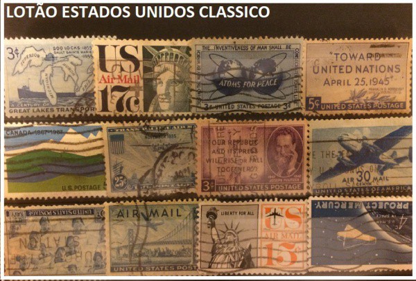 LOTÃO DE SELOS CLASSICOS DOS ESTADOS UNIDOS  - SELOS EM EXCELENTE ESTADO DE CONSERVAÇÃO!