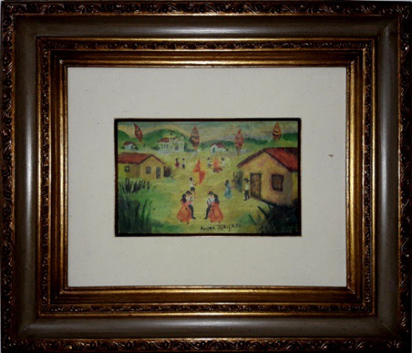 ANITA MALFATTI, ÓLEO SOBRE CARTÃO, SOBRE PLACA, 12 X 19 cm. OBRA COM DOCUMENTO DE AUTENTICIDADE, EMI