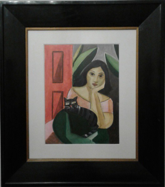EMILIANO DI CAVALCANTE, MULATA,  ÓLEO SOBRE CARTÃO.  43 X 32 cm. OBRA COM DOCUMENTO.