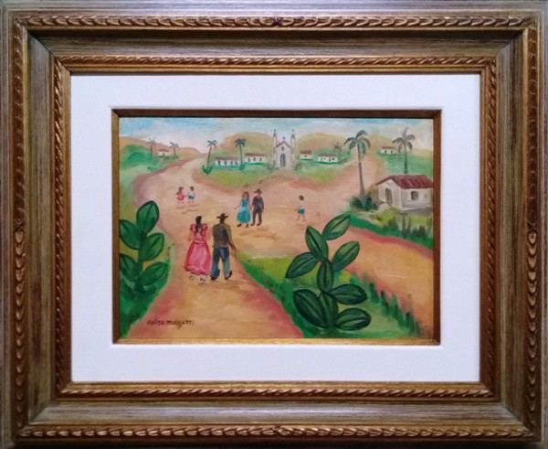 ANITA MALFATTI, ÓLEO SOBRE PLACA, OBRA COM DOCUMENTO DE AUTENTICIDADE, EMITIDO PELA FAMÍLIA.  30 X 4