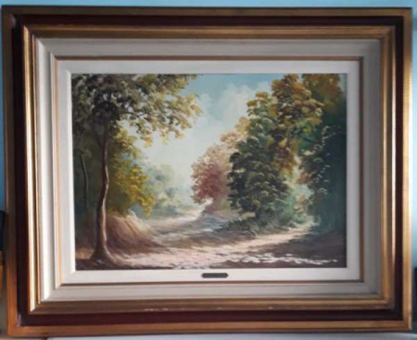 J. FIORAVANTE - Paisagem - OST assinado e datado 1994 CID - med.  104 x 84 cm com moldura possui pla