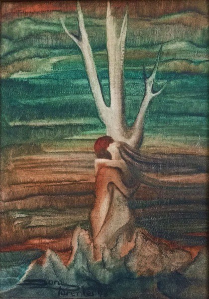 DORA PARENTES, (Doralice Andrade Parentes), Pintura original - Casal - óleo sobre tela, assinado e d