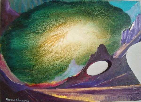 Rubens Monteiro - Obra assinada pelo artista Rubens Monteiro `Composição`, pintura original óleo sob