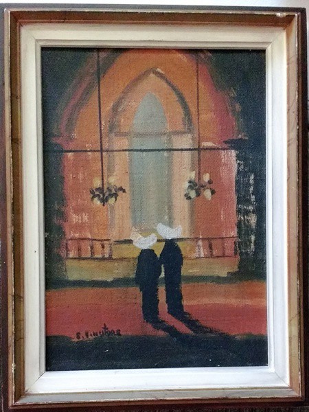 Ettore Vincitore - Freiras - Quadro Óleo S/ Tela de temática religiosa,  Assinado no canto inferior
