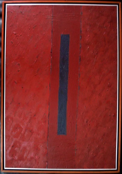 Leonel Mattos - Obra assinada , pintura original acrílica sobre tela, datada 1989, título Faixa Az