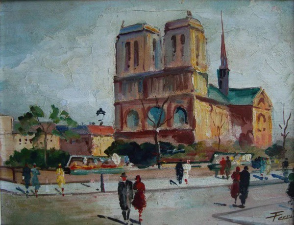 Ferri - Quadro Pintura Óleo Sobre Eucatex - Assinada. Em bom estado de conservação com moldura mede