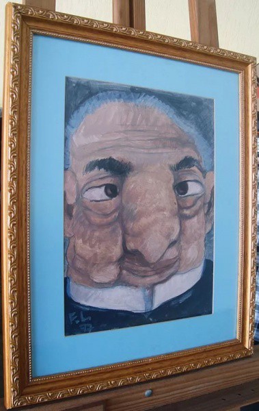 Fernando Lisboa - Pintura Óleo S/ Cartão - Obra de 1977 assinada  Lisboa, pintura  protegida por vid