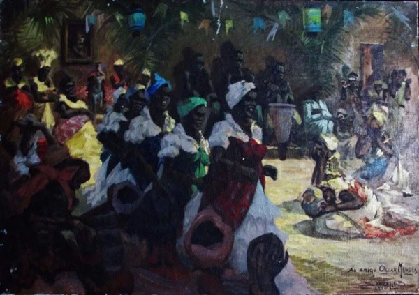 Sercelli B. - Pintura Óleo Sobre Tela - Assinada no canto inferior direito - Festa Afro-brasileira,