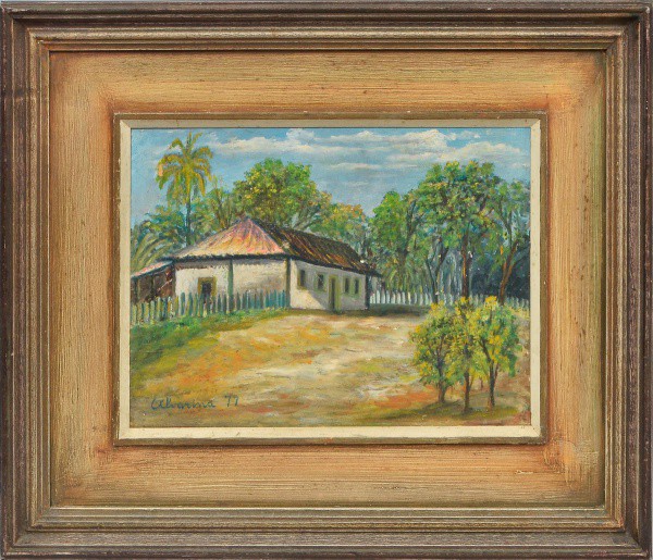 Óleo sobre tela, assinatura não identificada, datado de 1977. Medida da tela 28x36cm e com moldura 4