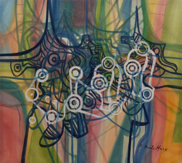 Roberto Burle Marx, Abstrato, Óleo sobre Paneaux - Med. 165 x 185 cm -  com documento