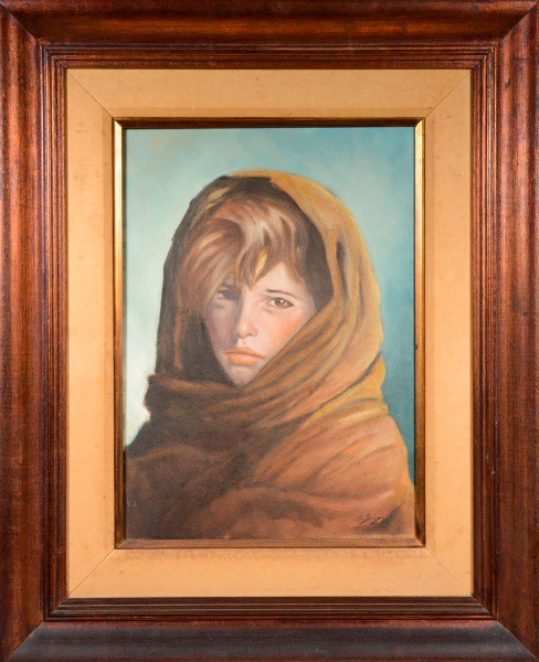 Roberto de Souza - Óleo sobre tela, representando rosto de menina, medindo 45 cm por 32 cm.