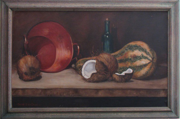 OSCAR PEREIRA DA SILVA, o.s.t.colado em eucatex.  "Natureza morta", medindo: 56 x 89 cm A.c.