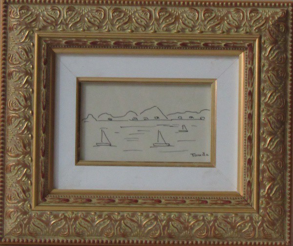 TARSILA DO AMARAL, nanquim. "Marinha", medindo: 8 x 13,5 cm. A.c.i.d