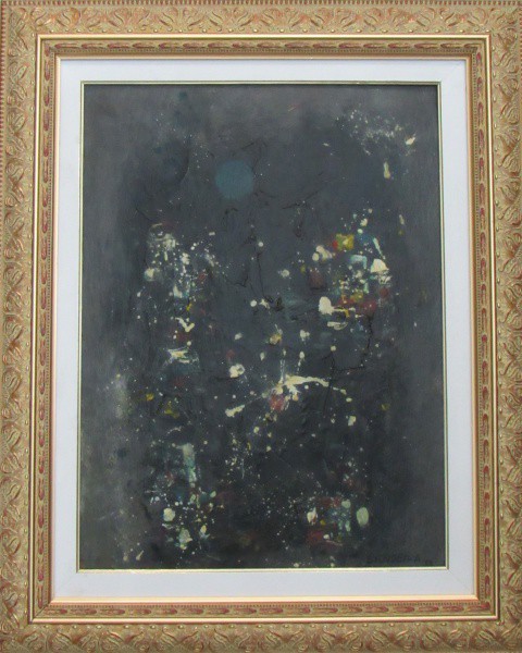 ATRIBUÍDO A ANTÔNIO BANDEIRA, o.s.cartão. "Abstrato", medindo: 44,5 x 33 cm. Datado de 59. A