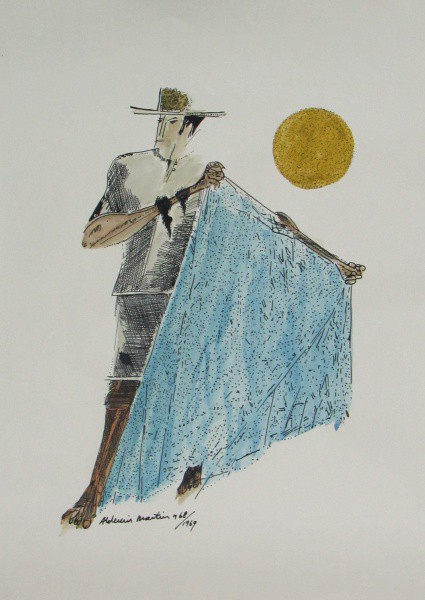 ALDEMIR MARTINS, t.m. "Figura", medindo:41,5 x 29,5 cm.  1968/1969. A.c.i.e - SEM MOLDURA