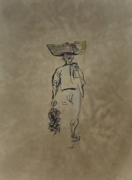 CARYBÉ, t.m. "Pescador", medindo: 41,5 x 29 cm. A.c.i.d  - SEM MOLDURA